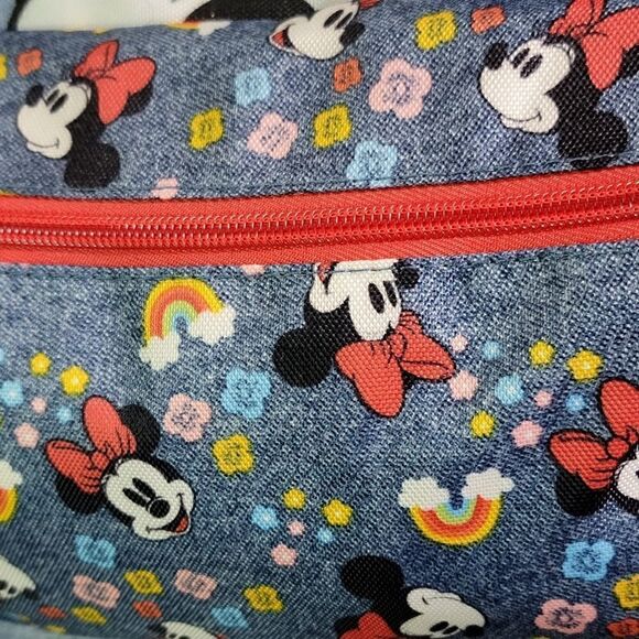 Disney Minnie Mouse Cambray Denim Girls School Backpack Brand New Zipper Closure - Picture 3 of 10